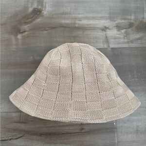 Beige Woven Bucket Hat